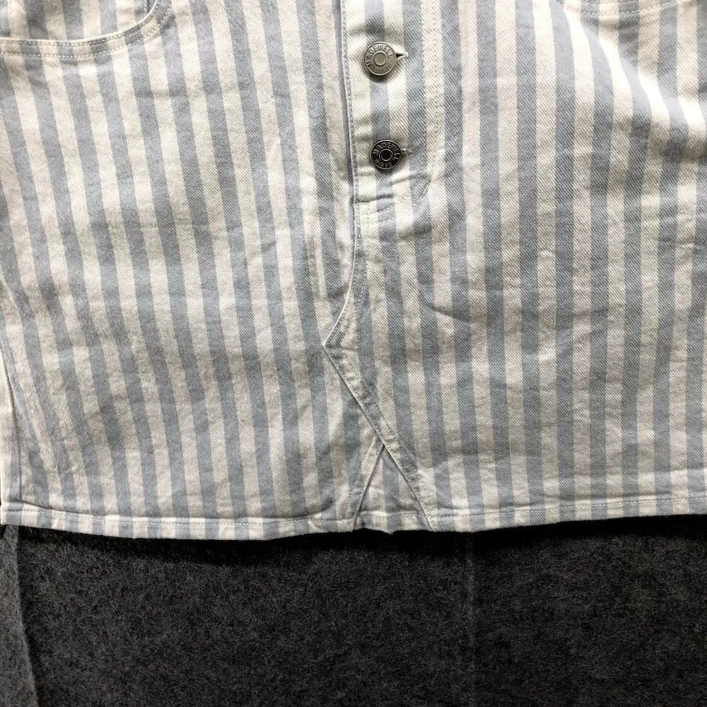 Madewell Denim Mini Skirt Sz 26‎ Pompano Stripe Blue White A Line Stretch Button - Picture 4 of 10